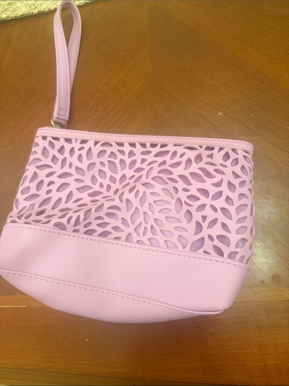 Women's Pink Laser-Cut Wristlet Clutch